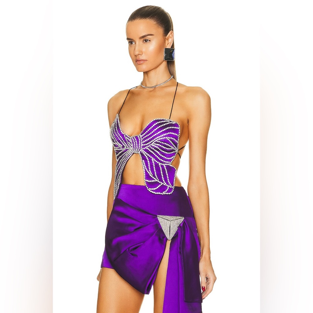 AREA Crystal Bow Top Size 4 NWT. - Picture 3 of 7